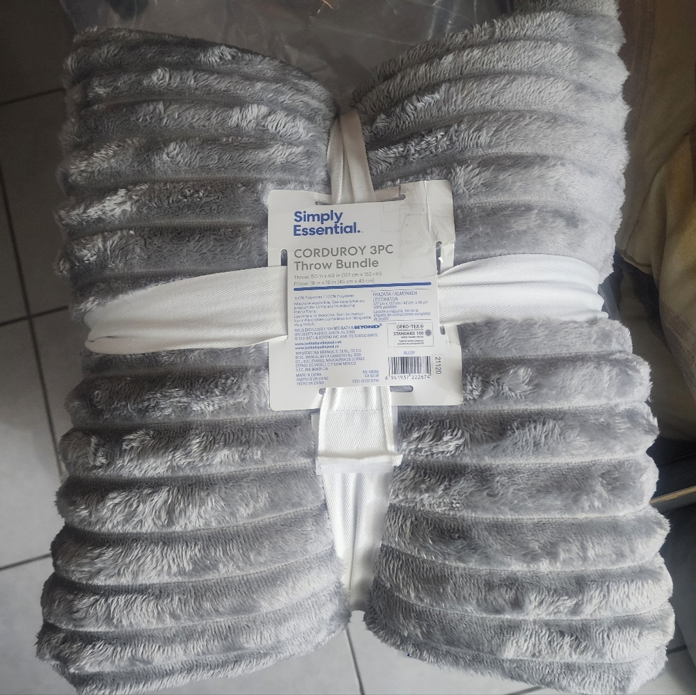 New! Corduroy 3 pcs throw bundle
